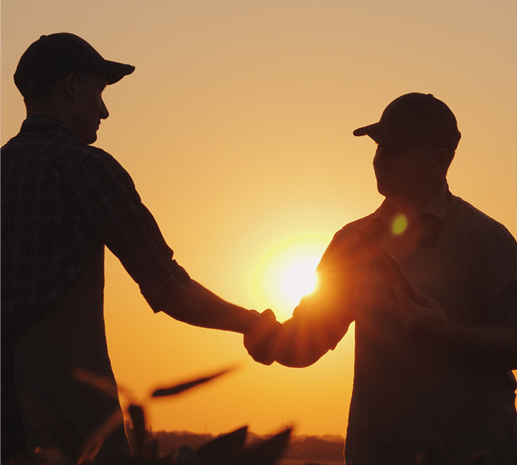 farmer shaking hands in the field